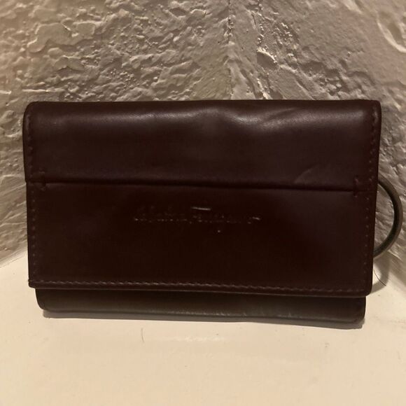 Salvatore Ferragamo Trifold Key Case Card Holder Wallet Chocolate Brown Leather - Picture 1 of 16